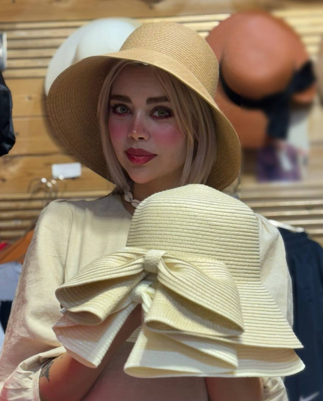 کلاه حصیری پشت پاپیونی دخترونه